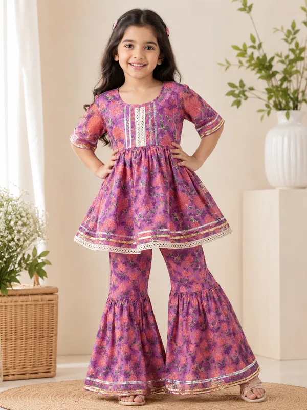 Lavender_Bloom_Floral_Peplum_Kurti_&_Sharara_Set