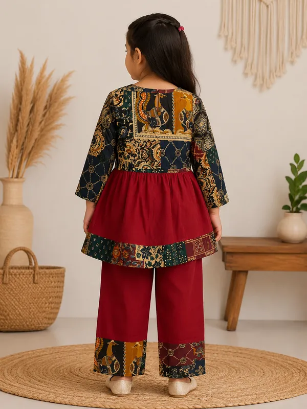 Maroon_Patchwork_Ethnic_Wear_For_Girls