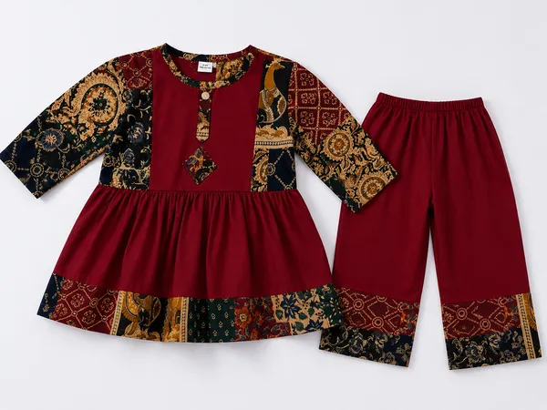 Maroon_Patchwork_Ethnic_Wear_For_Girls