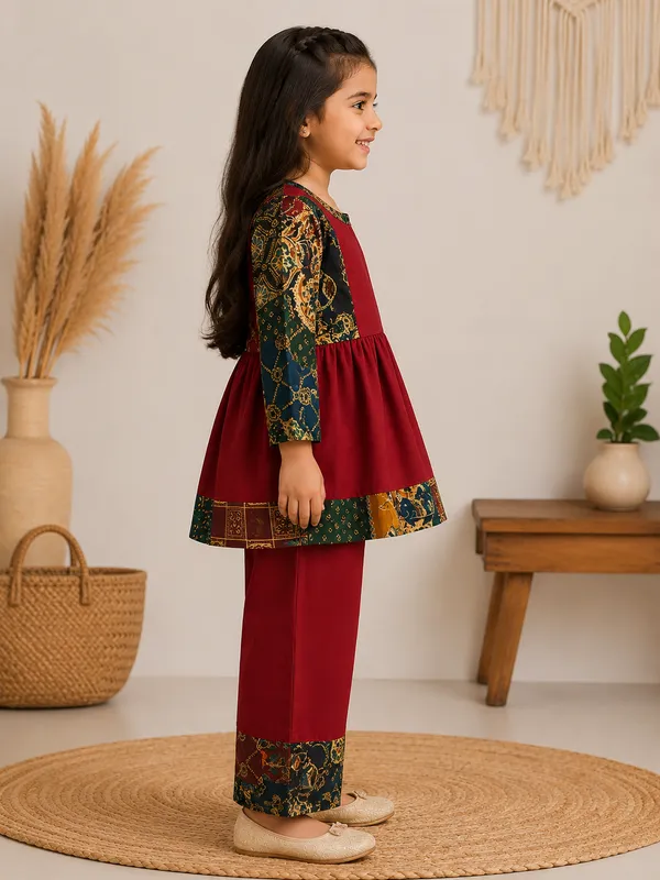 Maroon_Patchwork_Ethnic_Wear_For_Girls
