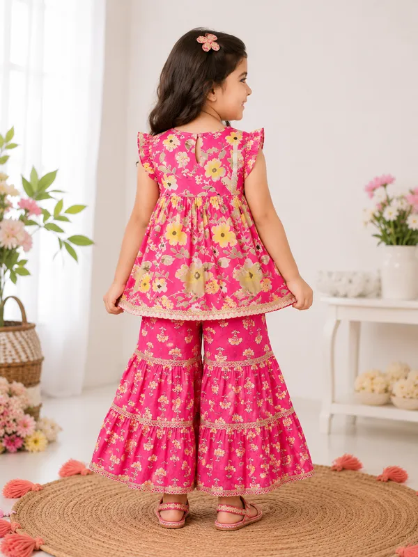Pink_Blossom_Lace_Kurti_&_Sharara_Set_For_Girls