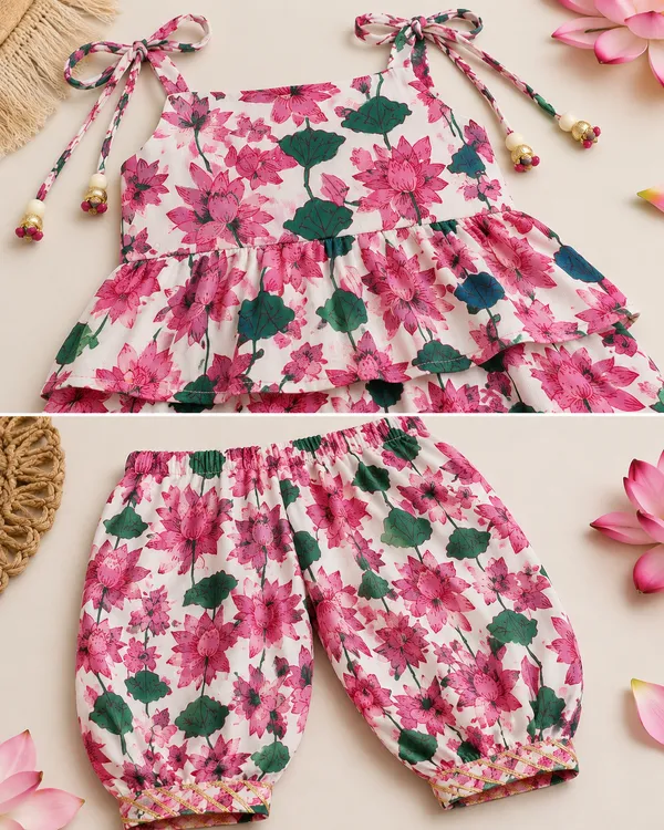 Pink_Lotus_Bloom_Peplum_Top_&_Dhoti_Pant_Co-Ord_Set_For_Girls