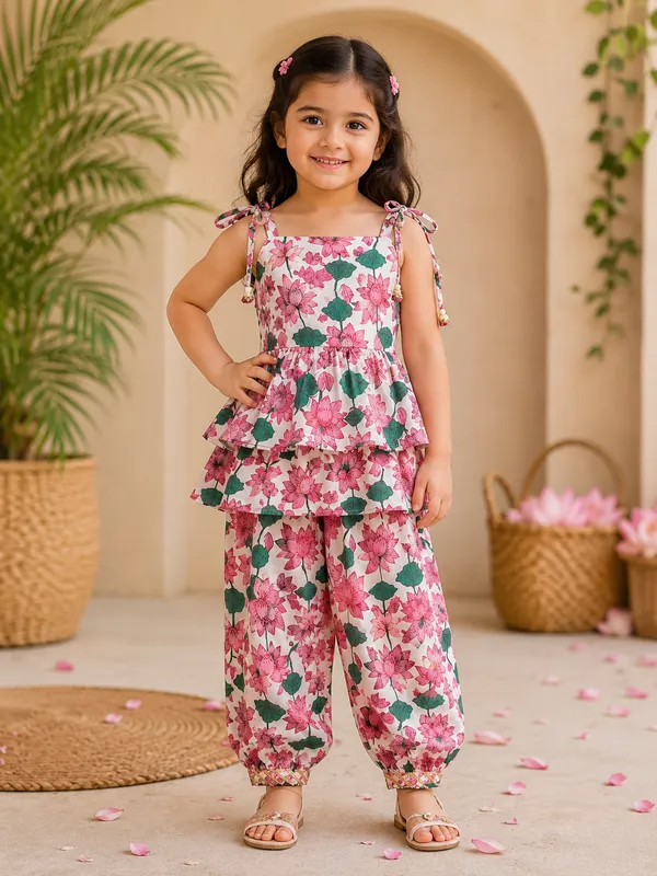 Pink_Lotus_Bloom_Peplum_Top_&_Dhoti_Pant_Co-Ord_Set_For_Girls
