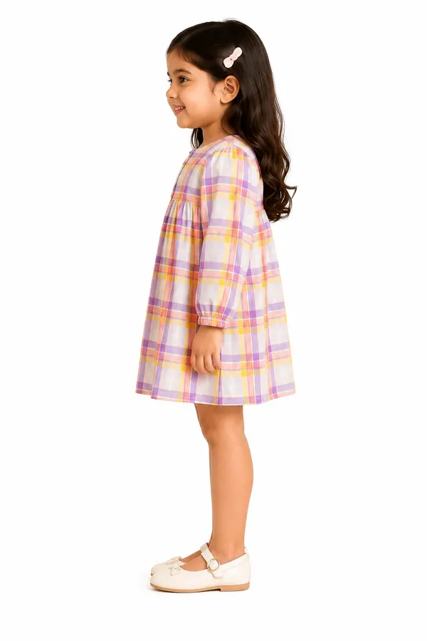 Girls_Pastel_Plaid_Cotton_A-Line_Dress_With_Long_Sleeves