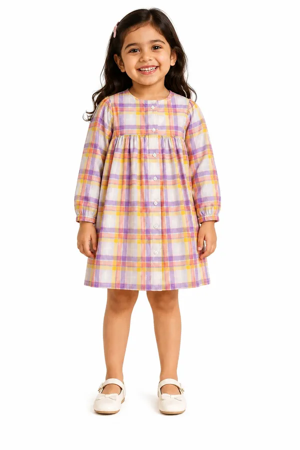 Girls_Pastel_Plaid_Cotton_A-Line_Dress_With_Long_Sleeves