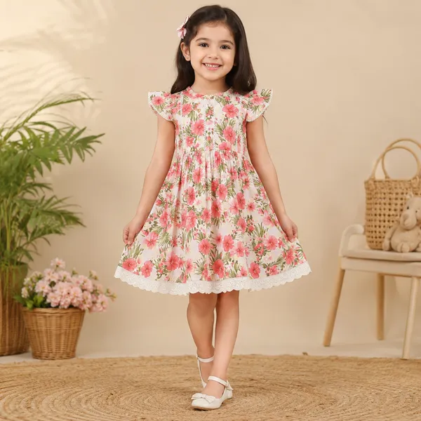 Girls_Pink_Floral_Printed_Cotton_Fit_&_Flare_Dress_With_Lace_Hem