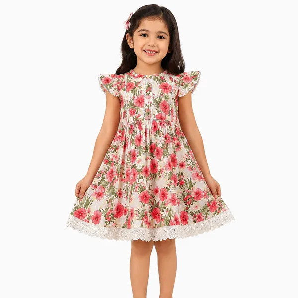 Girls_Pink_Floral_Printed_Cotton_Fit_&_Flare_Dress_With_Lace_Hem