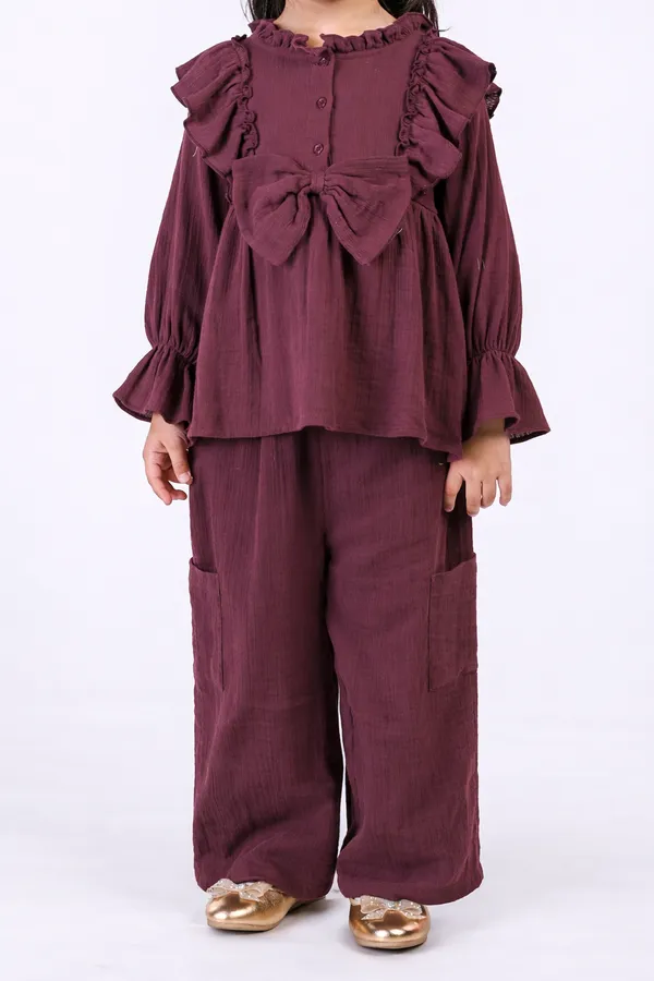 Brown_Cotton_Full_Sleeves_Coord_Set_For_Girls