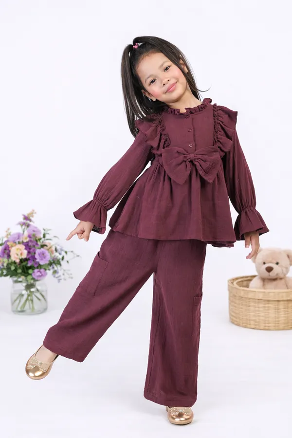 Brown_Cotton_Full_Sleeves_Coord_Set_For_Girls
