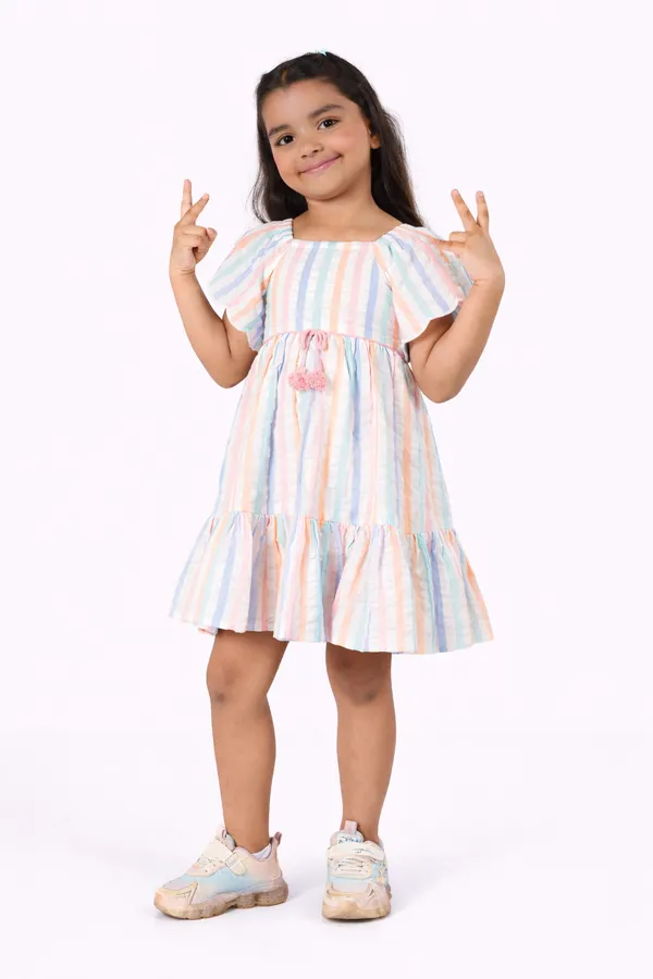 Multicolor_Cotton_Striped_Dress_With_Tie-Up_Waist_For_Girl
