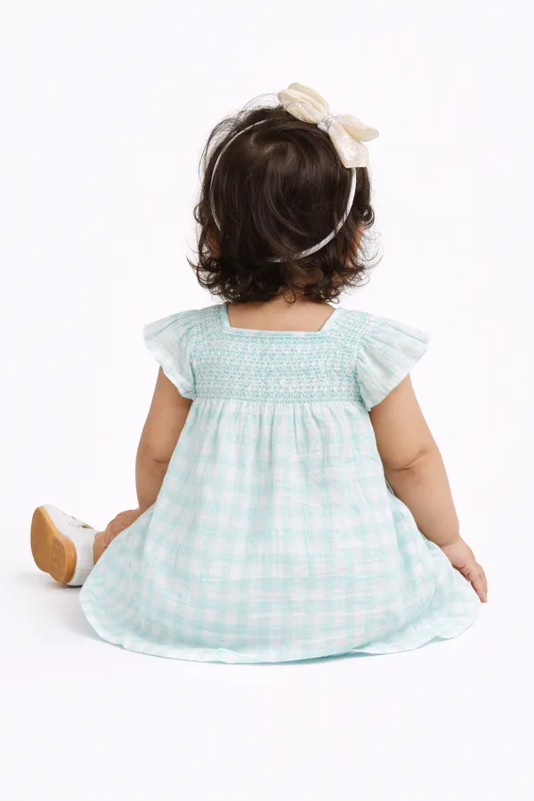 Blue_Cotton_Smocked_Check_Dress_With_Bloomer_For_Infant