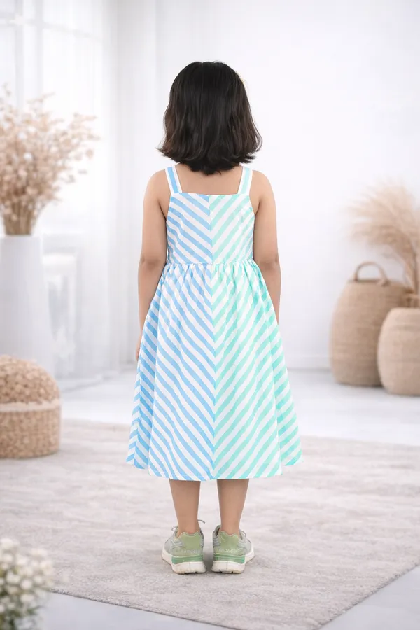 Blue_Cotton_Shoulder_Straps_Striped_Print_Fit_Flare_Dress_For_Girls