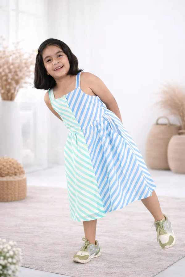 Blue_Cotton_Shoulder_Straps_Striped_Print_Fit_Flare_Dress_For_Girls