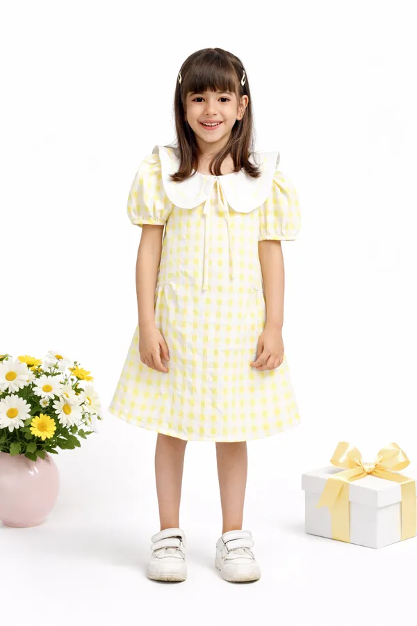White_Cotton_Check_Dress_For_Girl
