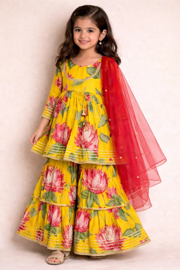 Yellow_Lotus_Printed_Cotton_Sharara_Set_For_Girls