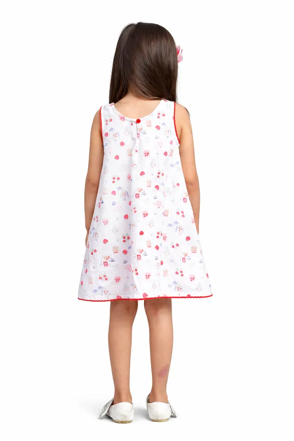 White_Cotton_Dress_With_Digital_Print_And_Border_For_Girl