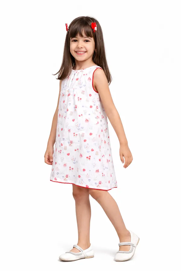 White_Cotton_Dress_With_Digital_Print_And_Border_For_Girl