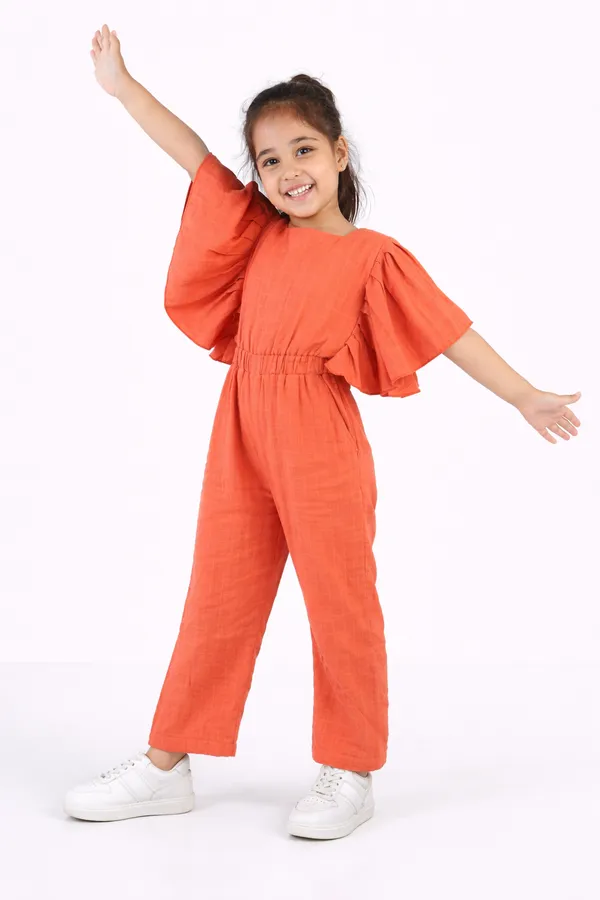 Rust_Cotton_Rust_Text_Jumpsuit_For_Girl