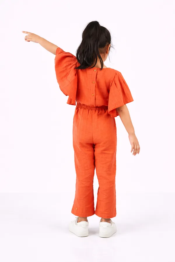 Rust_Cotton_Rust_Text_Jumpsuit_For_Girl
