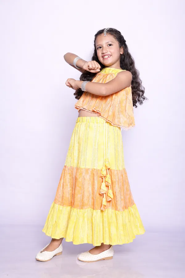 Yellow_&_Orange_Cotton_Dual_Shade_Lehenga_Set_For_Girls