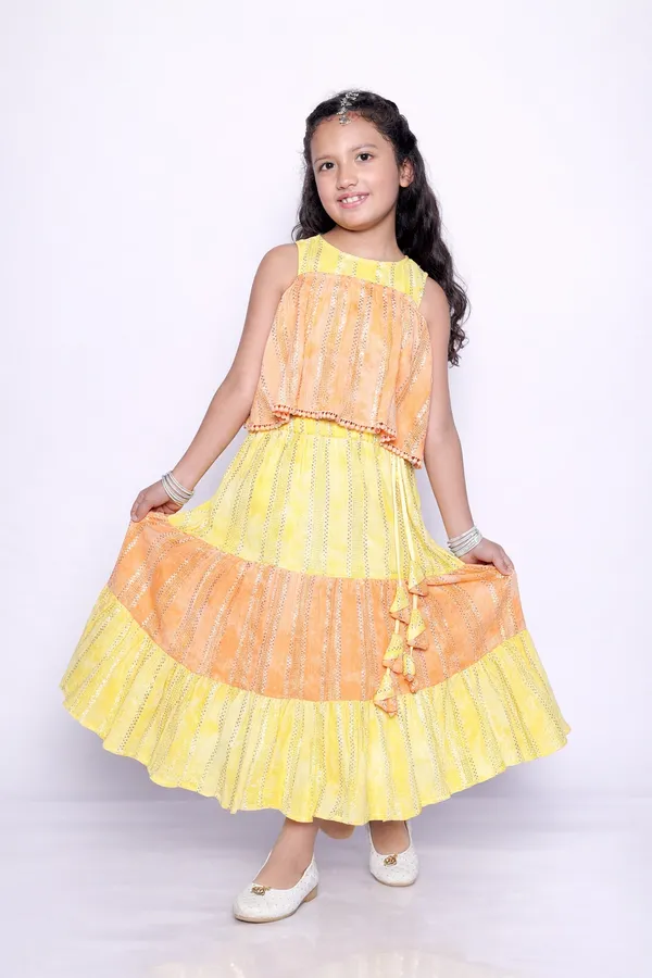 Yellow_&_Orange_Cotton_Dual_Shade_Lehenga_Set_For_Girls