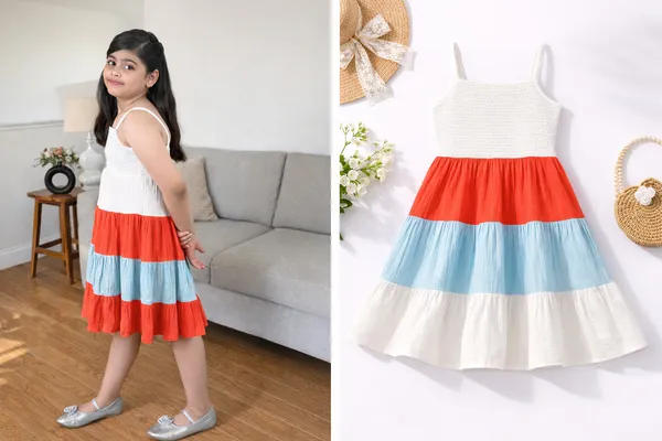Multicolor_Cotton_Smocked_One_Piece_Dress_For_Girls