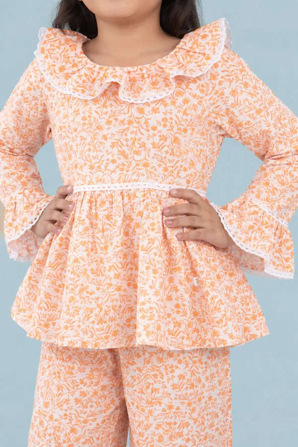 Orange_Cotton_Printed_Coord_Set_Top_Trousers_For_Girls