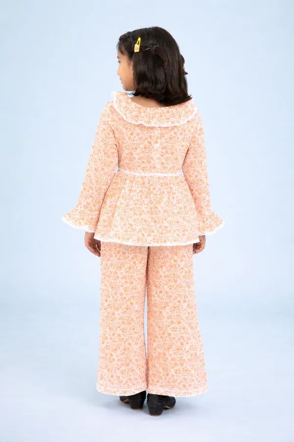 Orange_Cotton_Printed_Coord_Set_Top_Trousers_For_Girls