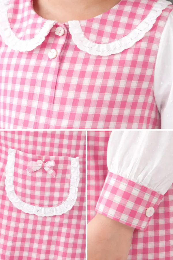 Maroon_&_White_Cotton_Check_Dress_With_Front_Pockets_For_Girls