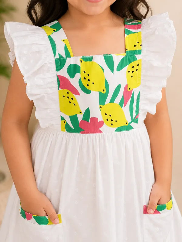 White_Cotton_Dress_With_Printed_Yoke_For_Girl
