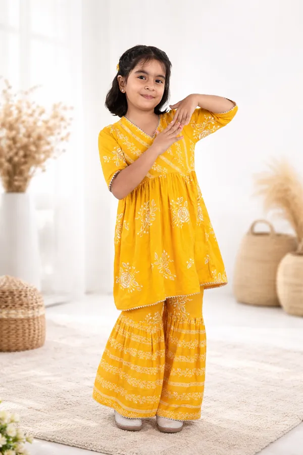 Yellow_Cotton_Ethnic_Sharara_Set_Festive_Wear_For_Girls