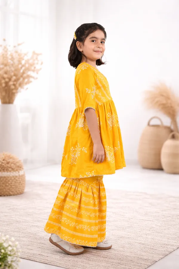 Yellow_Cotton_Ethnic_Sharara_Set_Festive_Wear_For_Girls