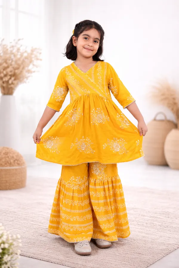 Yellow_Cotton_Ethnic_Sharara_Set_Festive_Wear_For_Girls