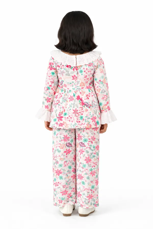 Orange_Cotton_Printed_Round_Neck_Top_Trousers_Clothing_Set_For_Girls