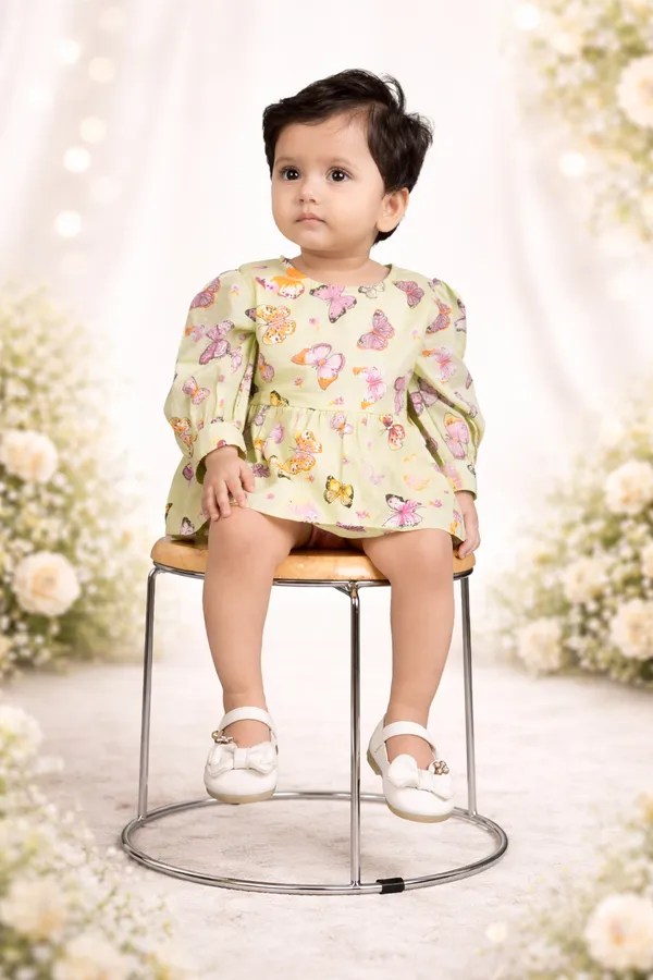 Green_Cotton_Conversational_Print_Fit_Flare_Dress_For_Girls