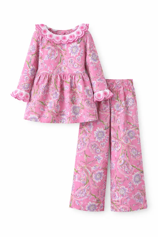 Orange_Cotton_Printed_Coord_Set_For_Girls