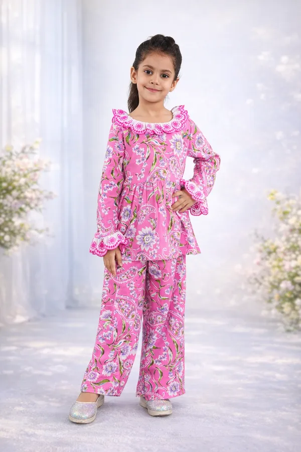 Orange_Cotton_Printed_Coord_Set_For_Girls
