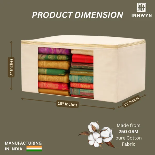 Pack_Of_3_Off-White_Cotton_Canvas_Storage_Bags_(17_X_14_X_7_Inches)_+_Set_Of_6_Cotton_Saree_Covers_With_Button