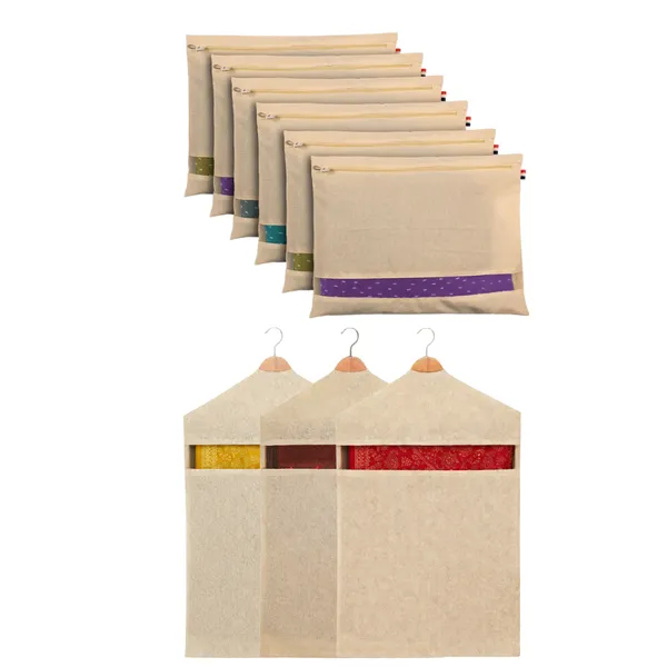 Set_Of_3_Hanging_Cotton_Saree_Covers_(28_X_18_Inches)_+_Set_Of_6_Cotton_Saree_Covers_With_Zipper
