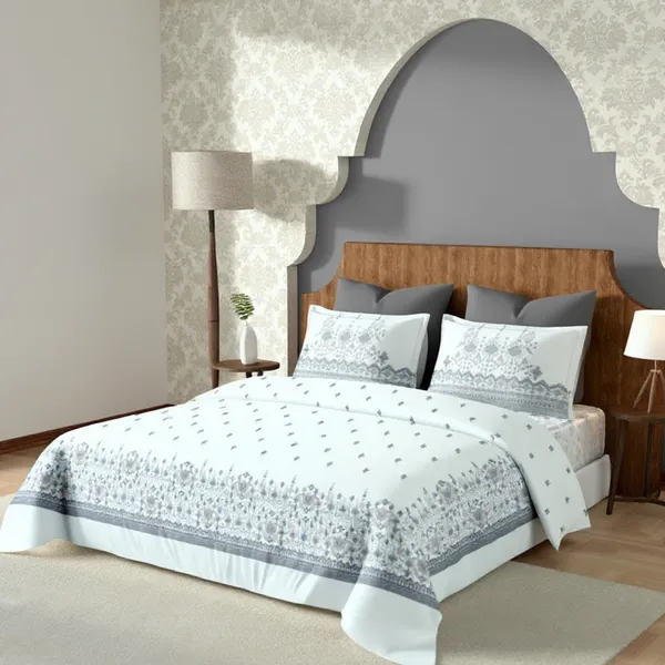 Grey_Pure_Cotton_Geometric_Motif_Printed_Bedsheet
