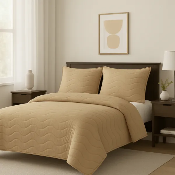 Elegant_Beige_Vistara_Dyed_Microfiber_Solid_Bed_Cover_Set