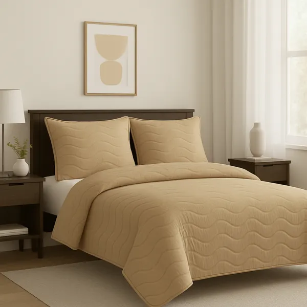 Elegant_Beige_Vistara_Dyed_Microfiber_Solid_Bed_Cover_Set