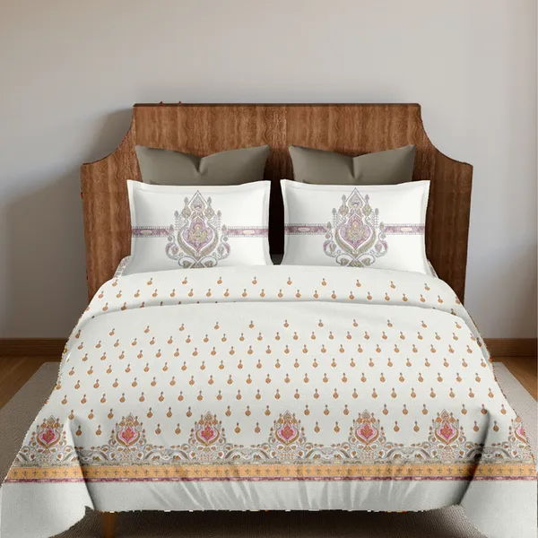 Orange-Pink_Pure_Cotton_Royal_Jewel_Printed_Bedsheet