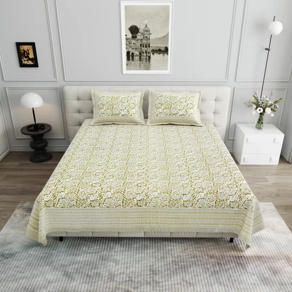 Elite_Nature_Harmony_Yellow_Cotton_Printed_King_Size_Bedsheet