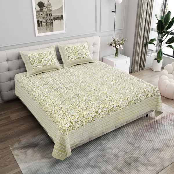 Elite_Nature_Harmony_Yellow_Cotton_Printed_King_Size_Bedsheet