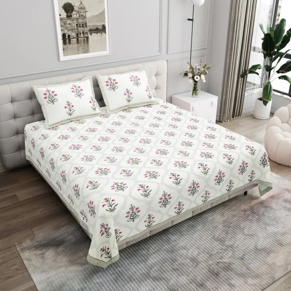 Elite_Floral_Pink_Cotton_Printed__King_Size_Bedsheet
