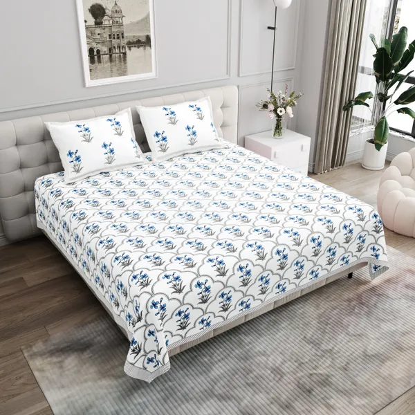 Elite_Tropical_Bloom_Blue_Cotton_Printed_King_Size_Bedsheet
