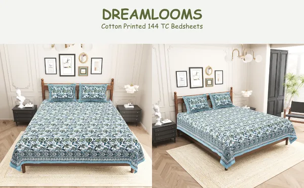 Elite_Botanical_Block_Blue_Cotton_Printed_King_Size_Bedsheet