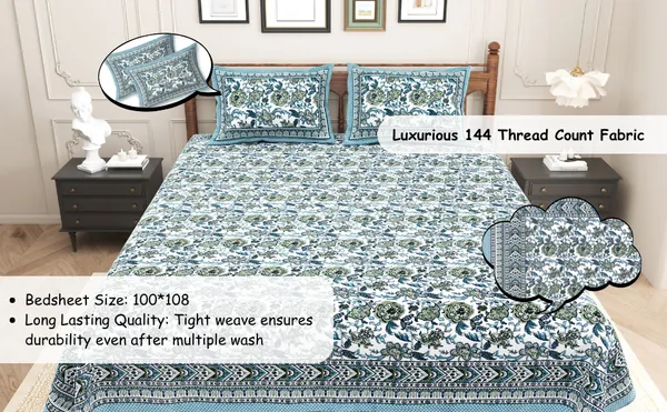Elite_Botanical_Block_Blue_Cotton_Printed_King_Size_Bedsheet