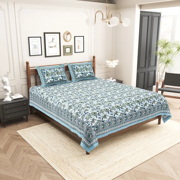Elite_Botanical_Block_Blue_Cotton_Printed_King_Size_Bedsheet